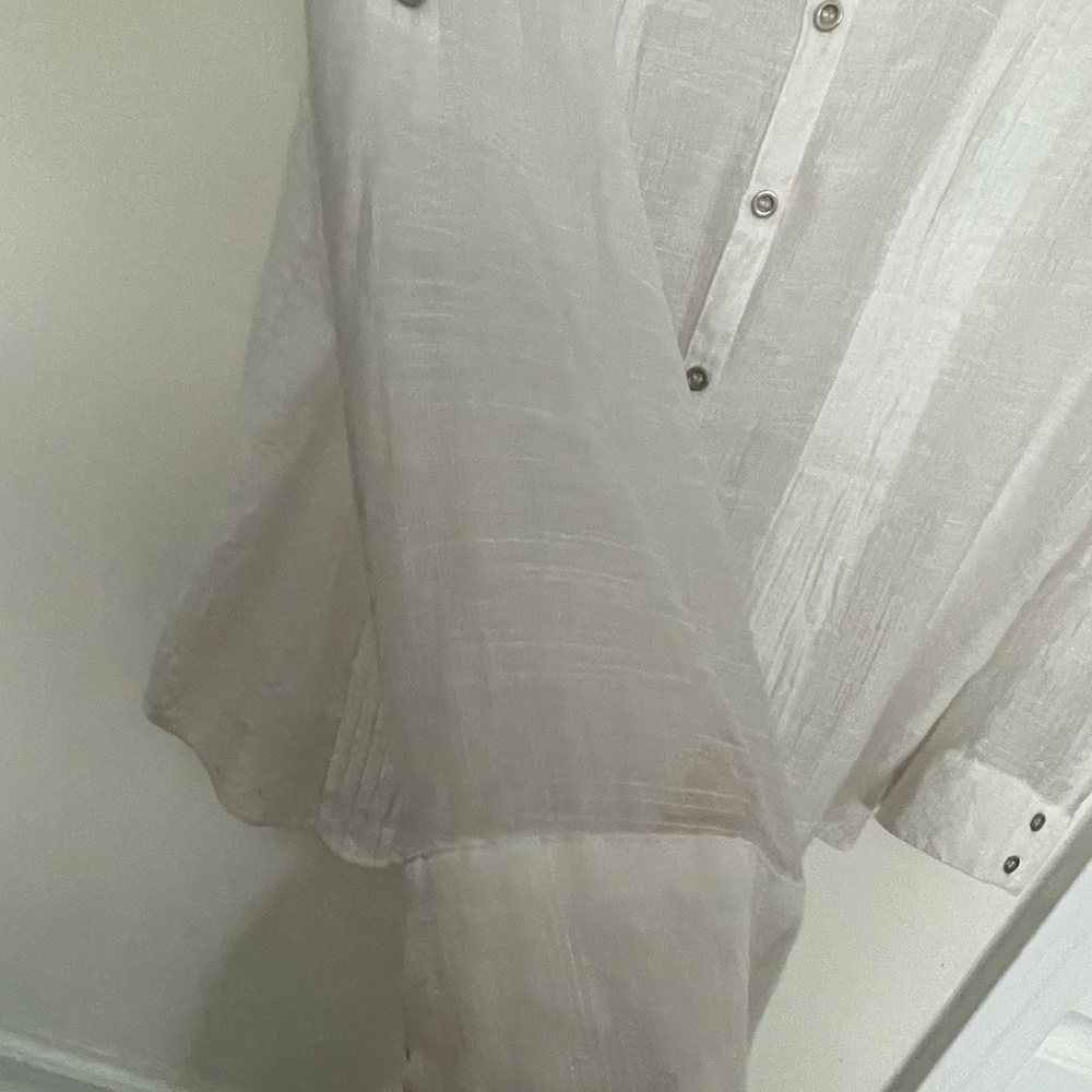 Chicos White Sheer Button-Up Blouse - Picture 7 of 16